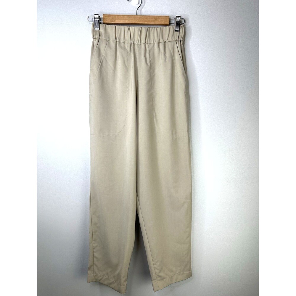 Barena Venezia Trousers Size 38 Virgin Wool Tan Elastic Waist Pants Luxe Preppy